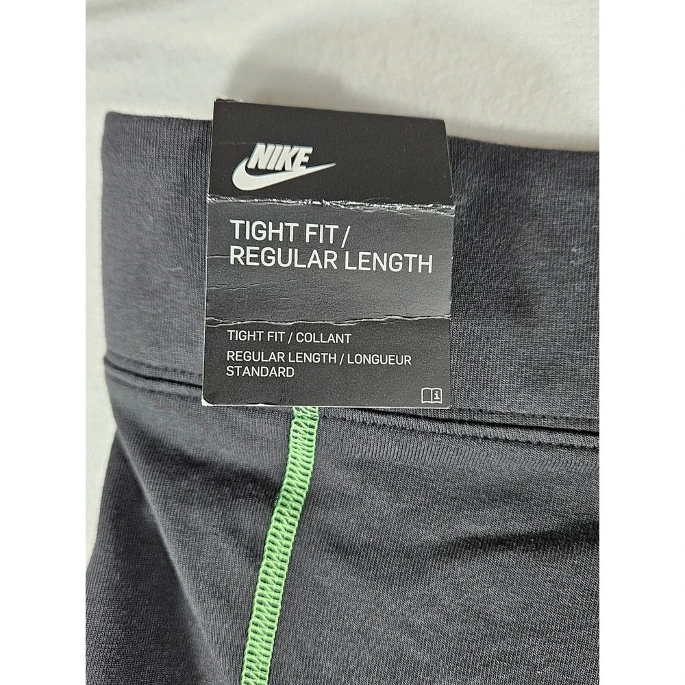 NWT Nike Tight Fit Regular Length Women Black Neon‎ Green Swoosh Legging Size 1X